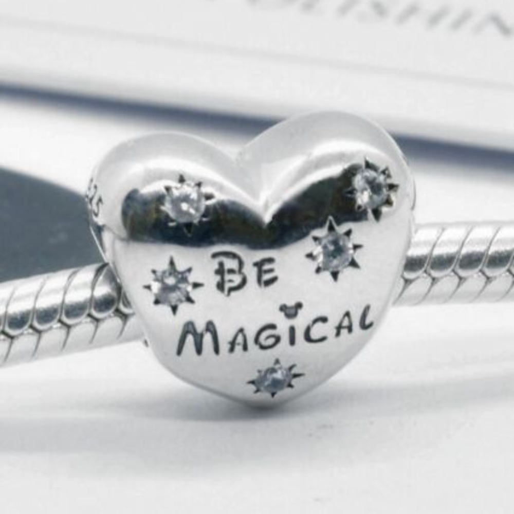 Pandora Disney Silver Heart Charm with Stars